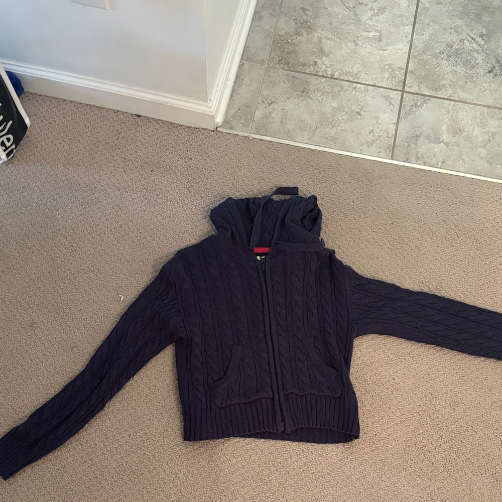 American Eagle Outfitters Dark Blue Cable Knit Cardigan